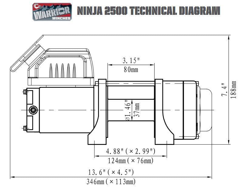Guincho Eléctrico Ninja 2500Lbs (1134 Kg) 12V - Trailer / Moto4