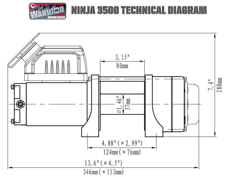 Guincho Elétrico Ninja 3500Lbs (1588 Kg) 24V - Trailer / Moto4