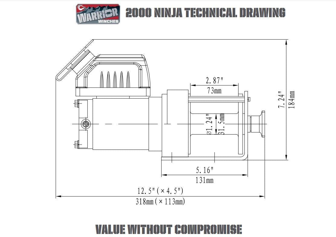 Guincho Elétrico Ninja 2000Lbs (907 Kg) 12V - Trailer/Moto4