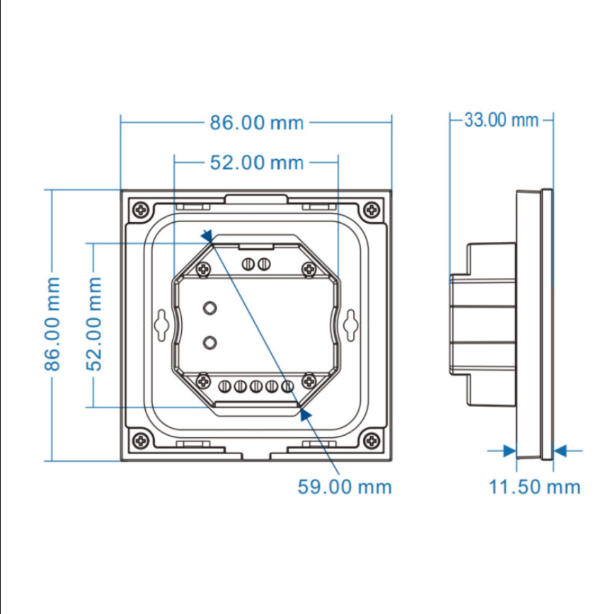 Painel de controlo tátil encastrável RGB